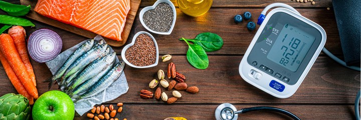 Heart-healthy foods and blood pressure monitor