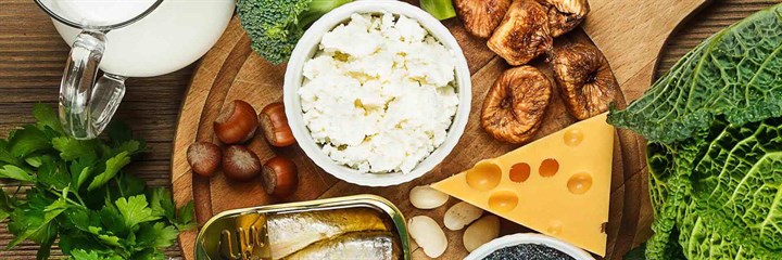 Calcium rich foods on a table 
