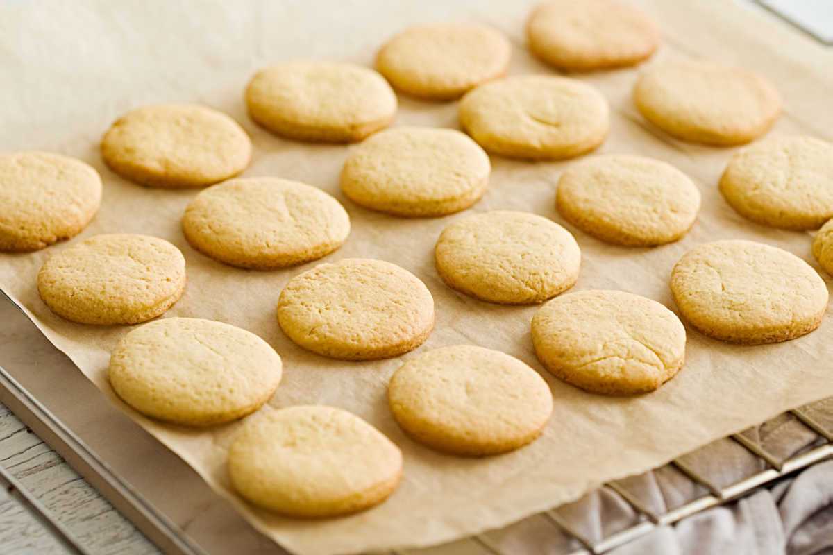 Christmas biscuits cooling on a tray