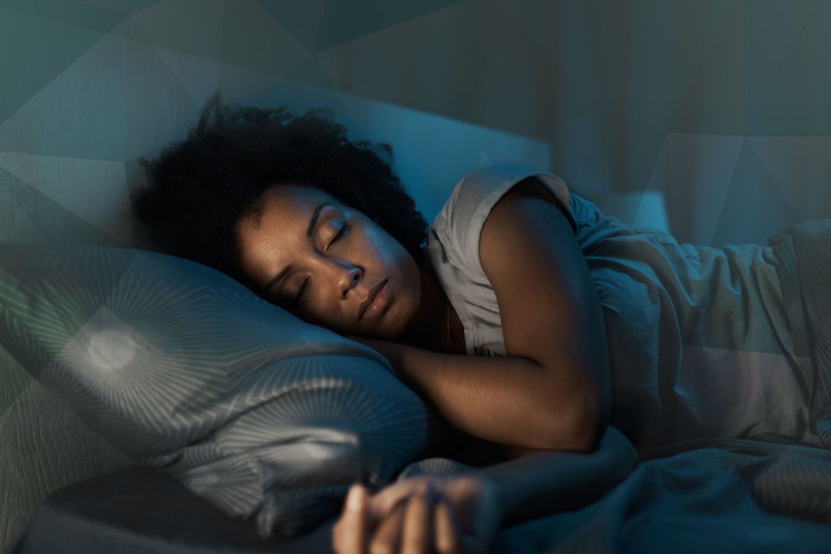 Woman in bed at night