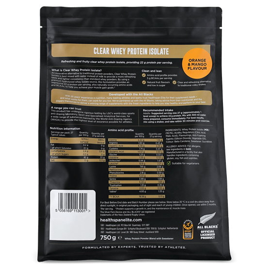 Elite All Blacks Clear Whey Protein Isolate 
